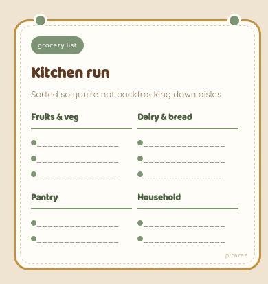 Grocery List fridge magnet