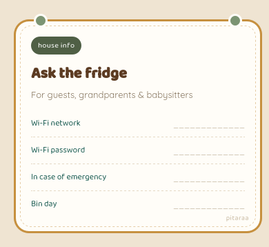 House Info fridge magnet